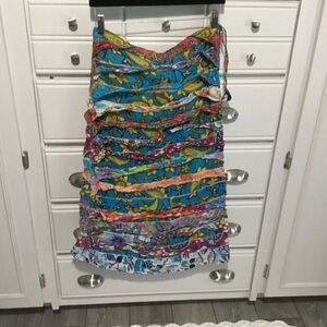 Boho Floral Gauzy Ruffled Hippie Cotton Skirt Jayli size S